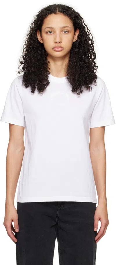 Burberry Logo Embroidered Crew Neck Short Sleeve T Shirt In White