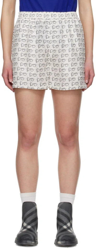 BURBERRY WHITE PATTERN SHORTS