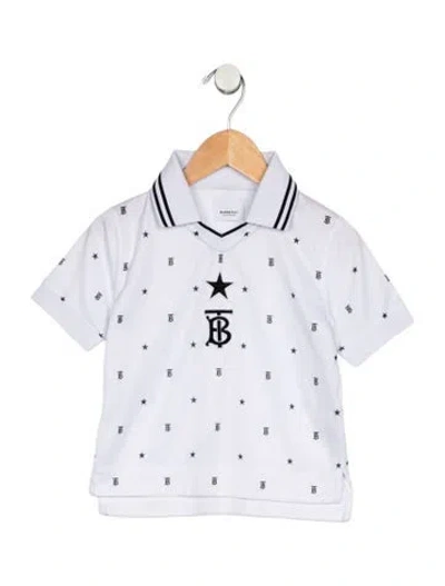 Pre-owned Burberry Babies' White Patterned Polo Shirt With Short Sleeves