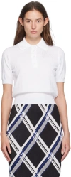 BURBERRY WHITE PERFORATED LOGO POLO