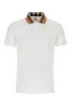 Burberry Check Collar Cotton Polo Shirt In Black