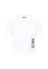 Burberry Check Label Cotton Polo Shirt In White