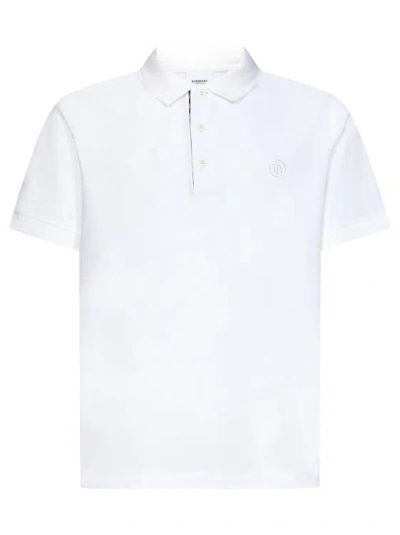 Burberry White Polo Shirt In Cotton Piqué