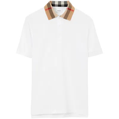 BURBERRY BURBERRY WHITE POLO SHIRTS MEN