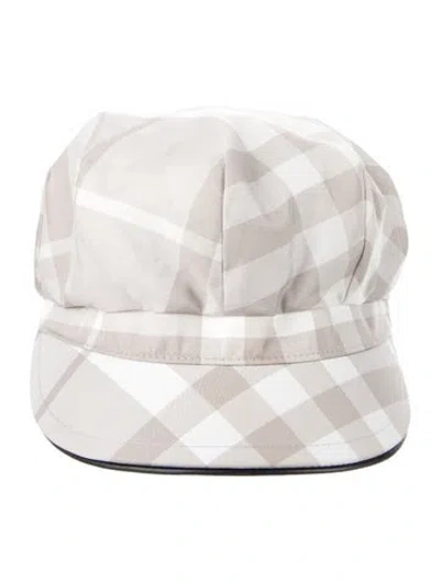 Pre-owned Burberry White Polyester  Pageboy Cap With House Check Print In Grey/white