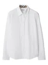 Burberry Cotton Poplin Shirt With Check Pattern Detail In White