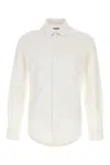 Burberry Poplin Shirt With Button-down Collar And Curved Hem In White