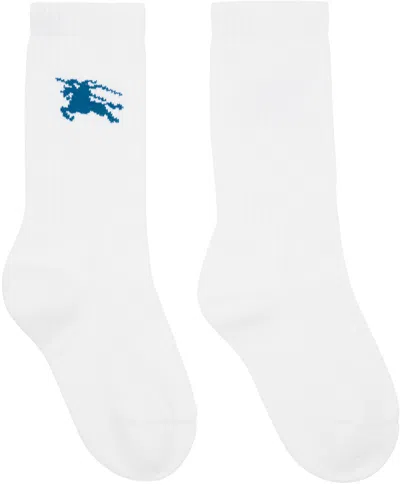 Burberry Equestrian Knight Crew Socks In White