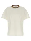 Burberry White Crewneck T-shirt With Check Motif On The Collar In Cotton Man In White