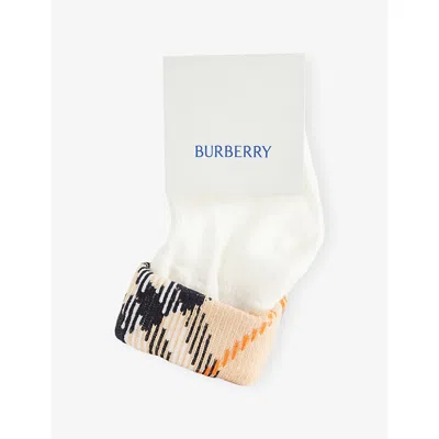 Burberry Kids' White / Sand Ip Chk Baby Check-turn Back Cotton Socks Se
