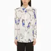 Burberry Graphic Print Silk Shirt In Blue