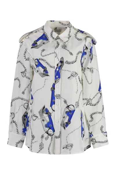 Burberry Knight Hardware Silk Shirt In White