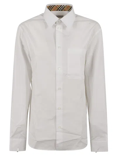 Burberry White Shirt With Equestrian Knight Embroidery