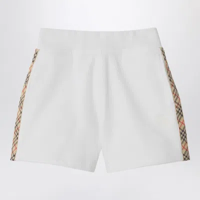 BURBERRY WHITE SHORTS WITH CHECK TRIMS