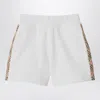Burberry White Shorts With Check Trims In White