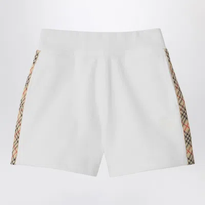 Burberry White Shorts With Check Trims Women