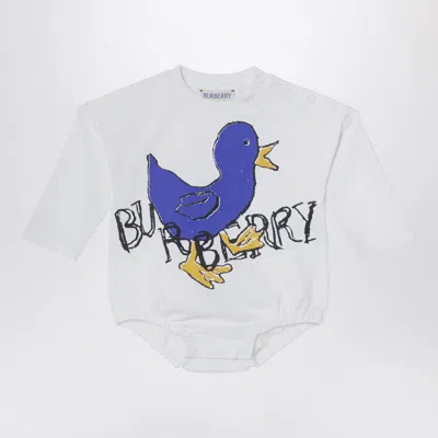 Burberry White Sleepsuit With Logo Print