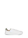 Burberry White Smooth Leather Set Sneakers With Check Insert In White