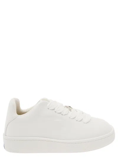 Burberry White Trainers With Detail In Leather Woman