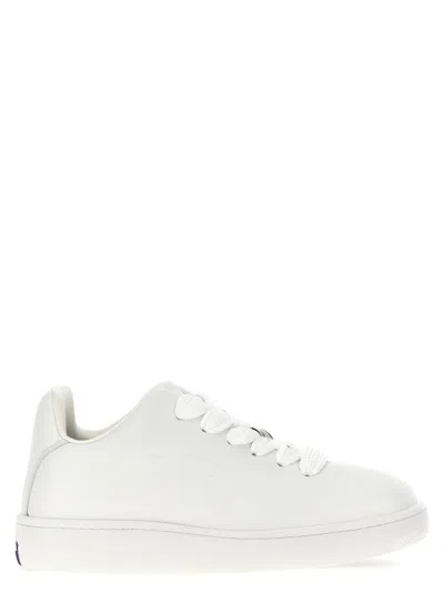 Burberry White Sneakers With Glossy Finish And Thick Sole