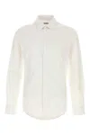 Burberry Poplin Shirt With Button-down Collar And Curved Hem In Neutral