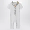 BURBERRY WHITE STRETCH COTTON ROMPER