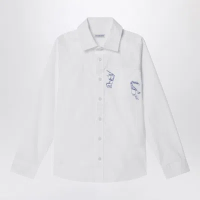 Burberry White Stretch Cotton Shirt With Ekd