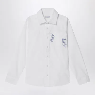 BURBERRY WHITE STRETCH COTTON SHIRT WITH EKD