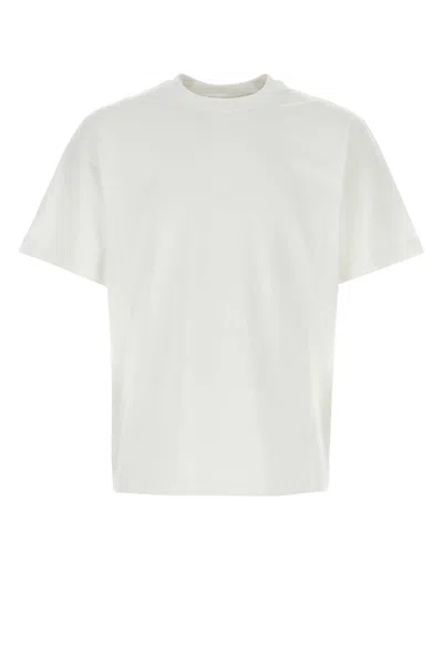 Burberry White Crewneck T-shirt With Tonal Ekd Logo Embroidery In Cotton Man