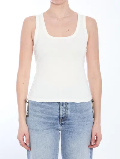 Burberry White Stretch Cotton Tank Top