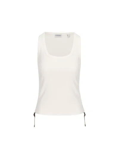 Burberry White Stretch Cotton Tank Top