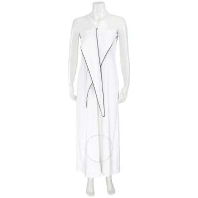 Burberry White Stretch Jersey Drape Detail Gown