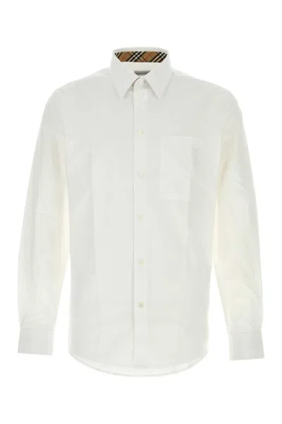 BURBERRY WHITE STRETCH POPLIN SHIRT