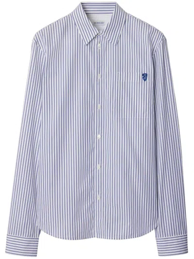 Burberry White Striped Shirt In Cotton In Multicolor