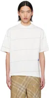 Burberry Striped T-shirt With Ekd Embroidery In White