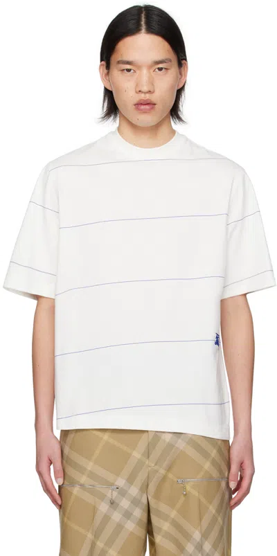 BURBERRY WHITE STRIPED T-SHIRT