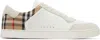 Burberry Check Motif Leather Sneakers In White