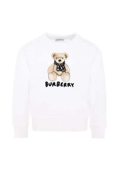 BURBERRY WHITE SWEATSHIRT FOR GIRL WITH TEDDY BEAR