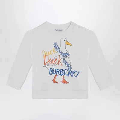BURBERRY WHITE SWEATSHIRT WITH LOGO PRINT