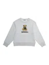 Burberry White Sweatshirt With Round Neck And Logo Print On The Front In Cotton Girl In White