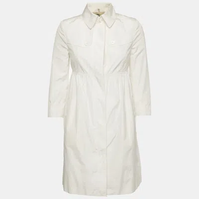 Pre-owned Burberry White Synthetic Pleated Coat S