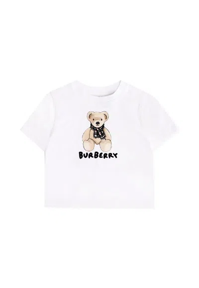 Burberry White T-shirt For Babykids With Teddy Bear