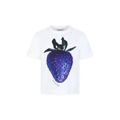 BURBERRY WHITE T-SHIRT FOR GIRL WITH STRAWBERRY