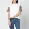Burberry White T-shirt With Check-pattern Sleeves In White