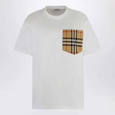 Burberry White T-shirt With Check Pocket Women