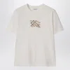 Burberry Ribbed Cotton T-shirt With Equestrian Motif And Logo Patch In Multi