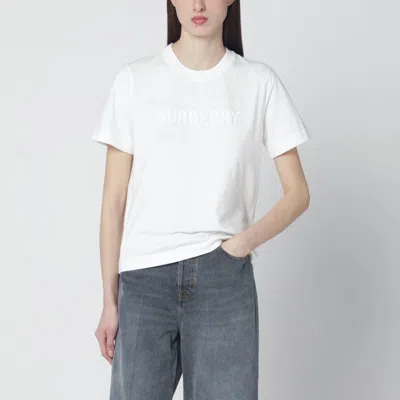 Burberry White T-shirt With Embroidered Logo