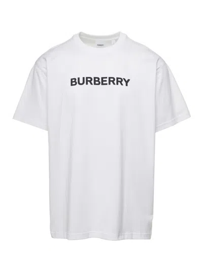 BURBERRY WHITE T-SHIRT WITH LOGO BURBERRY IN COTTON MAN