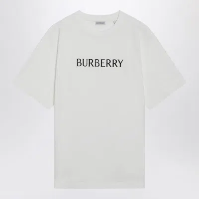 Burberry Cotton T Shirt Featuring Front Logo Print In White