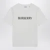 Burberry Ribbed Cotton Jersey T-shirt With Logo Print In White